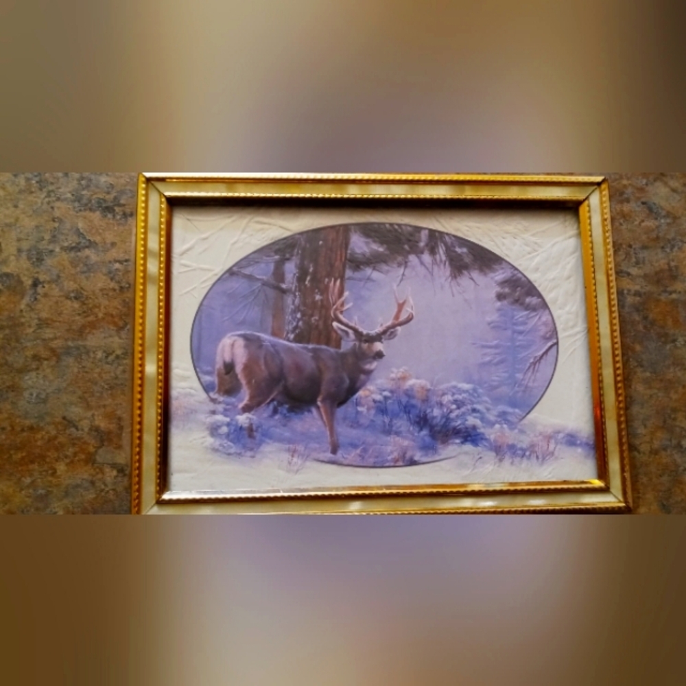 Framed Deer Wall Art in Gold - Home Accents vintage 5×7